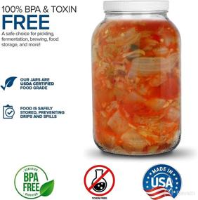 img 2 attached to 2-Pack 128 Oz Glass Jars with Plastic Airtight Lids - 1 Gallon for Pickling, Fermentation, Brewing & Food Storage