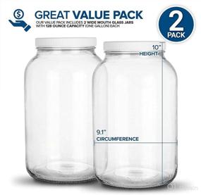 img 3 attached to 2-Pack 128 Oz Glass Jars with Plastic Airtight Lids - 1 Gallon for Pickling, Fermentation, Brewing & Food Storage