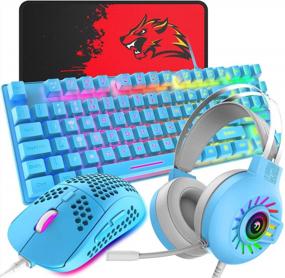 img 4 attached to Ultimate Gaming Bundle: Compact Keyboard, Rainbow Backlit Mouse & Headset