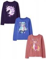 pack of 3 long sleeve graphic t-shirts for girls from the children's place logo
