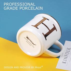 img 2 attached to 16 Oz Alphabet Theme Ceramic Coffee Mug With Gold Letters H - Ideal For Office And Home Use, Personalized Gifts For Men And Women - Miicol White Latte Cup