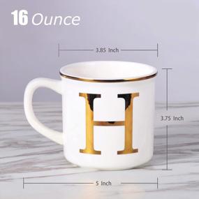 img 3 attached to 16 Oz Alphabet Theme Ceramic Coffee Mug With Gold Letters H - Ideal For Office And Home Use, Personalized Gifts For Men And Women - Miicol White Latte Cup