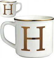 16 oz alphabet theme ceramic coffee mug with gold letters h - ideal for office and home use, personalized gifts for men and women - miicol white latte cup logo