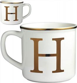 img 4 attached to 16 Oz Alphabet Theme Ceramic Coffee Mug With Gold Letters H - Ideal For Office And Home Use, Personalized Gifts For Men And Women - Miicol White Latte Cup