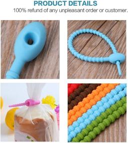 img 1 attached to 🔗 Tangser Colorful Silicone Ties - Multi-use Smart Tie, Bag Clip, Bread Tie, Food Saver, Reusable Twist Tie - Cable Ties & Household Snake Ties (12 Pcs)