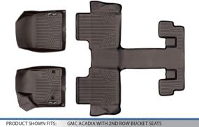 img 2 attached to Premium Cocoa 3 Row Liner Set for 2017-2021 GMC Acadia with 2nd Row Bucket Seats - MAXLINER Custom Fit Floor Mats