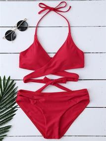 img 3 attached to ZAFUL Womens Halter Cross Cover Swimsuits Women's Clothing ~ Swimsuits & Cover Ups