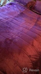 img 5 attached to Комплект плюшевых фиолетовых постельных одеял - 3-слойное фланелевое флисовое одеяло размера "queen-size" и бархатное одеяло из шерпы с 2 наволочками. Тяжелое тепло для зимы, дышащая и моющаяся для максимального комфорта.