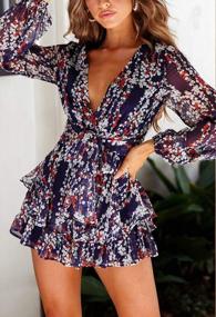 img 3 attached to Boho Chic: Stunning Floral Off-Shoulder Summer Romper For Women By Fixmatti