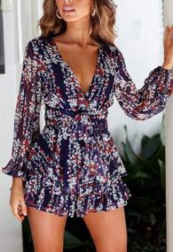 img 2 attached to Boho Chic: Stunning Floral Off-Shoulder Summer Romper For Women By Fixmatti