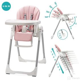 img 2 attached to 👶 KÜB 3-in-1 Foldable Baby High Chair (Pink): Multifunctional Infant HighChair for Easy Cleaning & Maximum Safety - Adjustable Height, Recline & Locking Wheels