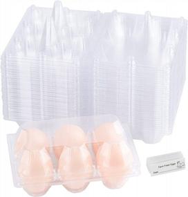 img 4 attached to 30 комплектов экологически чистых прозрачных пластиковых коробок для яиц с этикетками - надежно удерживает 6 яиц в каждой!