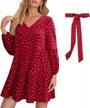 stylish and comfortable enmain women's v-neck tunic dress with ruffle and belt - perfect for casual or party wear logo