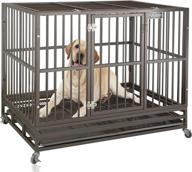 🐶 heavy-duty dog crate: durable metal pet kennel playpen with lockable wheels | large dog cage steel featuring escape-preventive locks for medium & large dogs - ideal for indoor/outdoor use logo