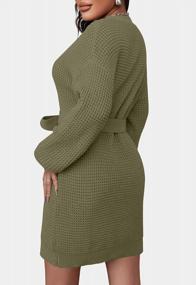img 2 attached to Warm And Chic: ZESICA Women'S Long Sleeve Waffle Knit Dress With Tie-Waist Design
