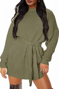 img 4 attached to Warm And Chic: ZESICA Women'S Long Sleeve Waffle Knit Dress With Tie-Waist Design