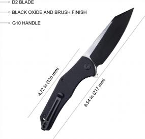img 3 attached to KUBEY Flash KU158 Складной карманный нож, рукоятка G10 и 3,8-дюймовое лезвие Tanto D2, шарнир на шарикоподшипниках и реверсивный карманный зажим для глубокого ношения для охоты, кемпинга и отдыха на природе (черный)