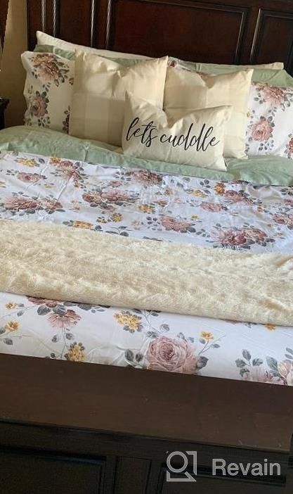 img 1 attached to Vintage Farmhouse Grey Floral Duvet Cover Set: 100% Brushed Cotton Ultra Soft Comforter Cover With Zipper Closure, Queen Size, 3Pcs review by Ashley Gonzalez