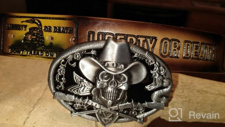 img 1 attached to Ride Into The Wild West With QUKE Cowboy Skull Buckle And Rifles Guns Design review by Joshua Wheeler