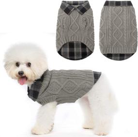 img 4 attached to 🐶 Cozy Plaid Patchwork Dog Sweater - Winter Knitted Pet Sweaters for Cold Weather, Ideal for Small, Medium, Large Dogs