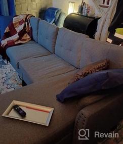 img 5 attached to HONBAY Реверсивный секционный диван-кушетка L-образная мебель для гостиной 4-местный с пуфом для хранения для небольшой квартиры, темно-серый (секционный + поднос пуфик)