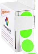 chromalabel 1-дюймовая круглая этикетка со съемными точечными наклейками с цветовым кодом, 1000 этикеток в коробке диспенсера, флуоресцентный зеленый логотип