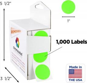 img 3 attached to ChromaLabel 1-дюймовая круглая этикетка со съемными точечными наклейками с цветовым кодом, 1000 этикеток в коробке диспенсера, флуоресцентный зеленый