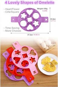 img 3 attached to KeepingcooX 7 Holes Egg Omelettes Maker Mold With 4 Shapes, Nonstick Silicone, Heart & Flower & Circle & Square Pancake Mould, Create More Fun, For Pot, Pan, Stovetop, Microwave, Plus Basting Brush