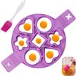 keepingcoox 7 holes egg omelettes maker mold with 4 shapes, nonstick silicone, heart & flower & circle & square pancake mould, create more fun, for pot, pan, stovetop, microwave, plus basting brush logo