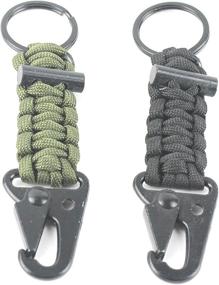 img 1 attached to 2PCS Pack Survival Paracord Keychain Carabiner Lanyard With Fire Starter - DETUCK
