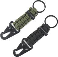 2pcs pack survival paracord keychain carabiner lanyard with fire starter - detuck logo