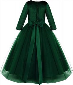 img 3 attached to Girls Velvet Long Dress Winter Fall Maxi Gown 3/4 Sleeve Princess Party Dresses