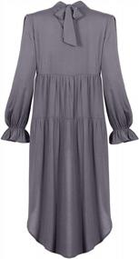 img 2 attached to Women'S Casual High Low Shirt Dress With Lace Hem, Loose Swing Tunic Top, And Long Sleeves By KAKALOT