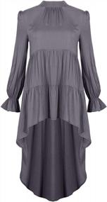 img 3 attached to Women'S Casual High Low Shirt Dress With Lace Hem, Loose Swing Tunic Top, And Long Sleeves By KAKALOT