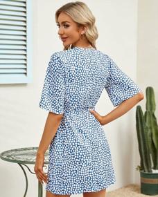 img 1 attached to Summer Party Mini Dress: Yacooh Women'S V-Neck Polka Dot Wrap Dress With Short Sleeves And Beach Casual Style Tops