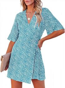 img 4 attached to Summer Party Mini Dress: Yacooh Women'S V-Neck Polka Dot Wrap Dress With Short Sleeves And Beach Casual Style Tops