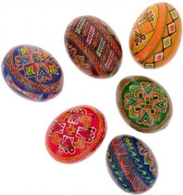 img 1 attached to Set Of 6 Hand Painted Wooden Ukrainian Easter Eggs 2.5 Inches - Decorative Egg Ornaments For Home Decor And Gifts