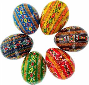 img 3 attached to Set Of 6 Hand Painted Wooden Ukrainian Easter Eggs 2.5 Inches - Decorative Egg Ornaments For Home Decor And Gifts