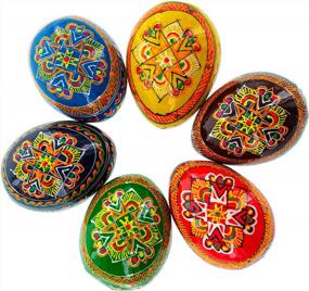 img 4 attached to Set Of 6 Hand Painted Wooden Ukrainian Easter Eggs 2.5 Inches - Decorative Egg Ornaments For Home Decor And Gifts