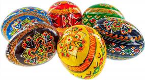 img 2 attached to Set Of 6 Hand Painted Wooden Ukrainian Easter Eggs 2.5 Inches - Decorative Egg Ornaments For Home Decor And Gifts