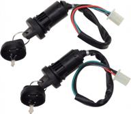 goofit ignition switch key set with cap - 4 wires, ideal for taotao, sunl, atv, dirt bike, electric scooter - 50cc to 250cc - pack of 2 logo