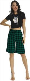 img 2 attached to Cozy In Plaid: Women'S Knee Length Pajama Shorts For Comfortable Lounging And Sleepwear