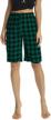 cozy in plaid: women's knee length pajama shorts for comfortable lounging and sleepwear logo