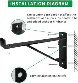 img 2 attached to Industrial Shelf Brackets With Lip, Heavy Duty 12 Inch Metal Wall Mount Brackets For Indoor/Outdoor Storage, Black (4 Pack) - Includes Screws