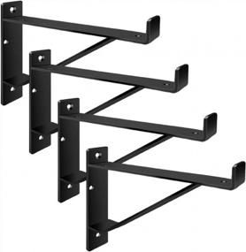 img 4 attached to Industrial Shelf Brackets With Lip, Heavy Duty 12 Inch Metal Wall Mount Brackets For Indoor/Outdoor Storage, Black (4 Pack) - Includes Screws