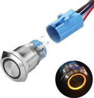 12v led ring switch - quentacy momentary push button waterproof silver stainless steel shell 1no1nc with wire socket plug for 19mm 3/4 mounting hole (yellow) logo