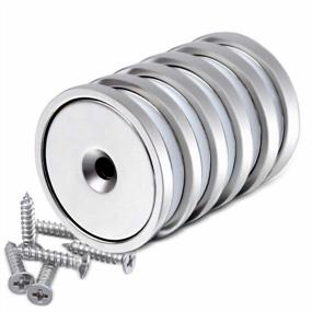 img 4 attached to DIYMAG Magnets With Hole, 100LBS Heavy Duty Neodymium Round Base Cup Magnets For Wall, Rare Earth Magnets With Countersunk Hole And Stainless Screws For Hanging, Office, Craft-Dia 1.26 Inch-Pack Of 6
