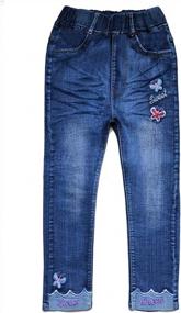 img 2 attached to 2-10 Years Girls Embroidered Denim Leggings - Super Stretchy & Comfortable!