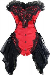 img 4 attached to Charmian Women'S Sexy Strapless Floral Embroidery Gothic Corset With Lace Skirt - Stand Out In Style!