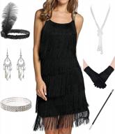 1920s flapper dresses for women with beads, fringe, lace, and tassels, complete with accessories logo